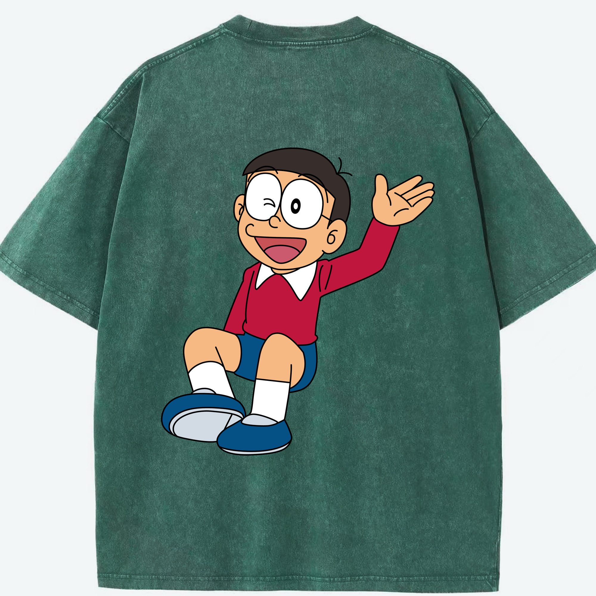 （画像用） ドラえもん 野比 のび太 Doraemon Nobita Nobi 綿100% ヴィンテージ風 半袖Tシャツ（背面プリント）